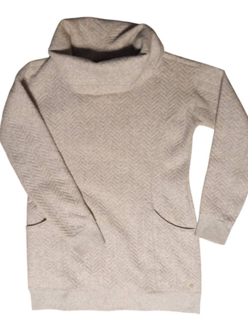 Shambhala Knit Tunic Sweater Cowl Neck Light Heather Gray Large